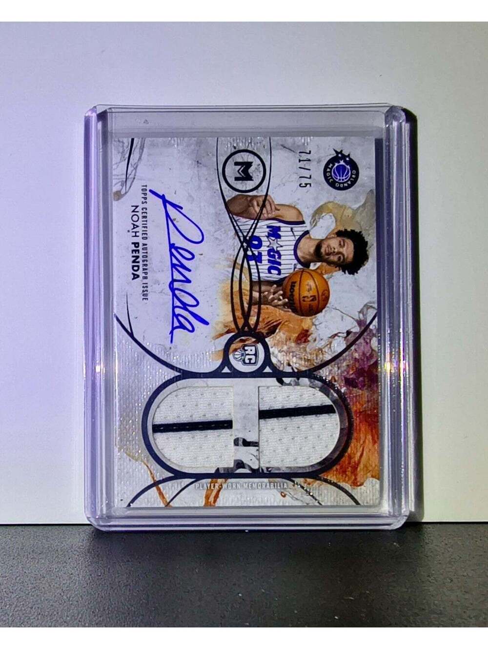Noah Penda Rookie Patch Auto 2025-26 NBA Topps Motif #RDRA-NP Card 71/75 Magic